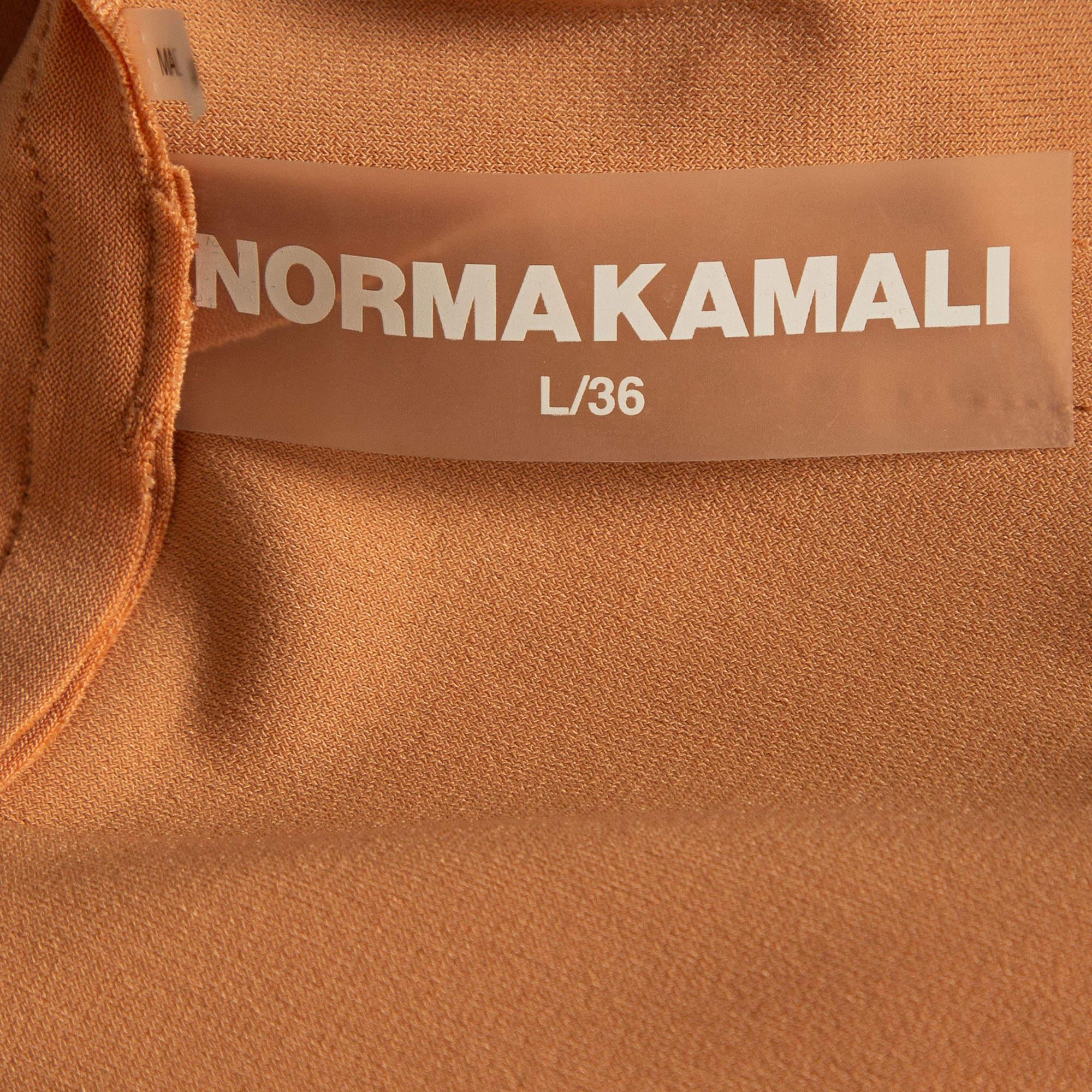 Women's Norma Kamali Orange Stretch Knit High Waist Flared Hem Leggings L For Sale