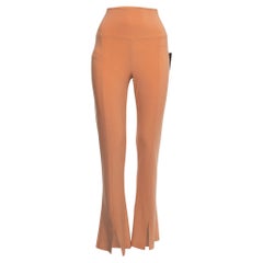 Norma Kamali Orange Stretch-Strick-Leggings mit hoher Taille und ausgestelltem Saum L