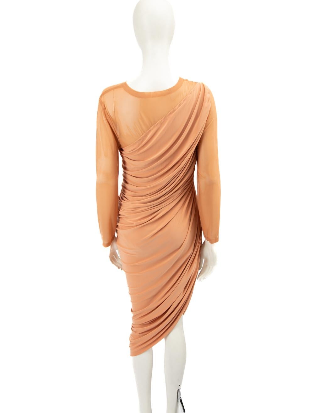 Orange Norma Kamali Pink Asymmetric Ruched Midi Dress Size XL For Sale