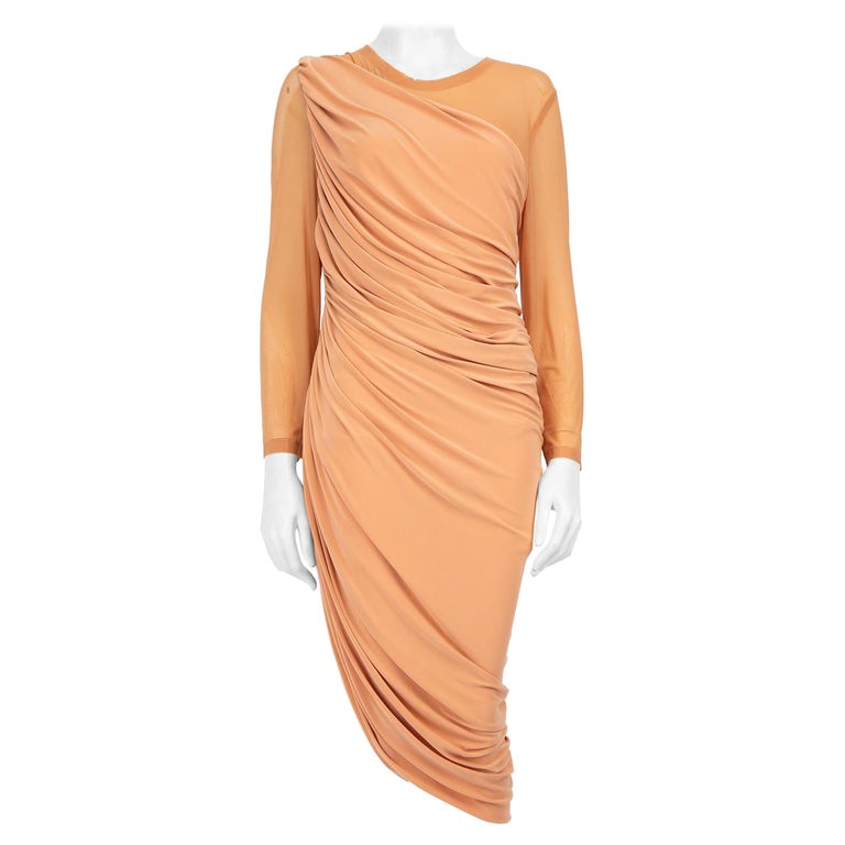 asymmetrical slip dress Ruched Mesh Bodycon Dress