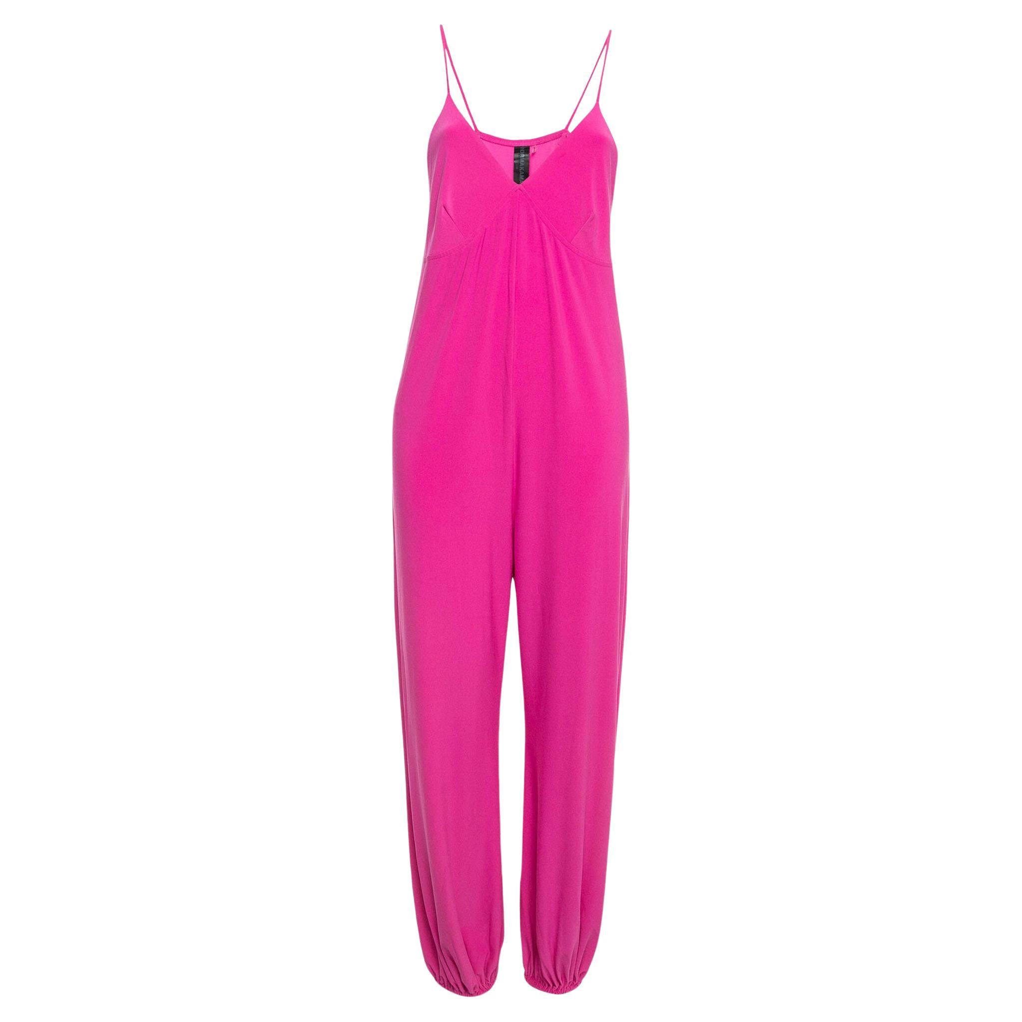 Norma Kamali Pink Lycra Slip Jog Jumpsuit L