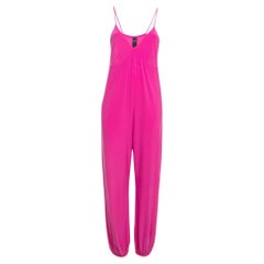 Norma Kamali Rosa Lycra Slip Jog Jumpsuit L