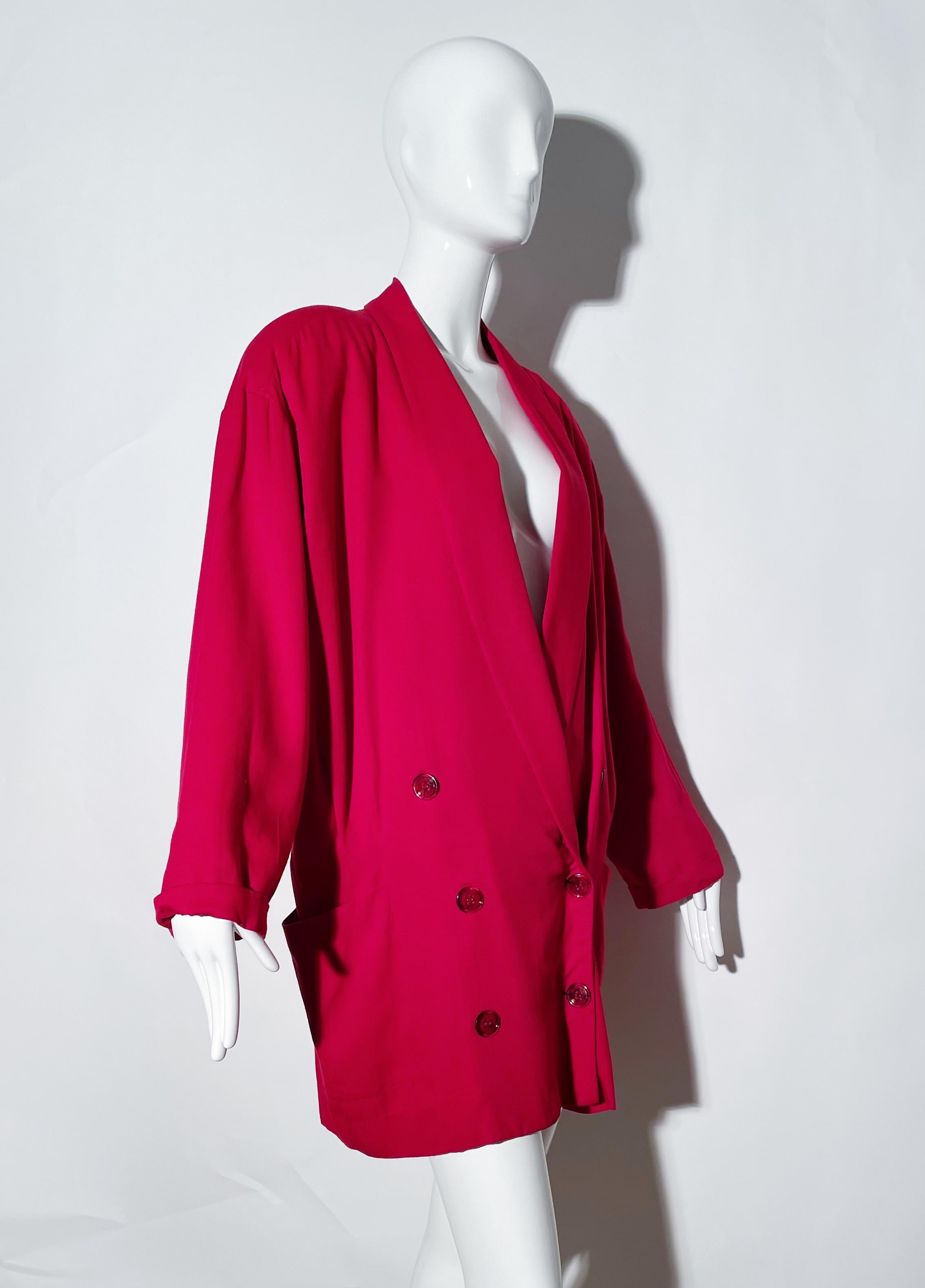Norma Kamali Red Blazer Dress In Excellent Condition For Sale In Waterford, MI