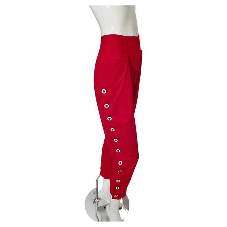 Norma Kamali Red Button Pants For Sale at 1stDibs