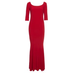 Norma Kamali Red Jersey Off-Shoulder Fishtail Gown L