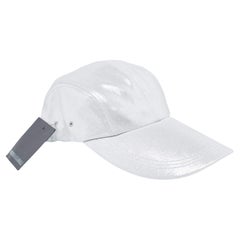 Norma Kamali Silver Lame Long Bill Baseball Cap One Size