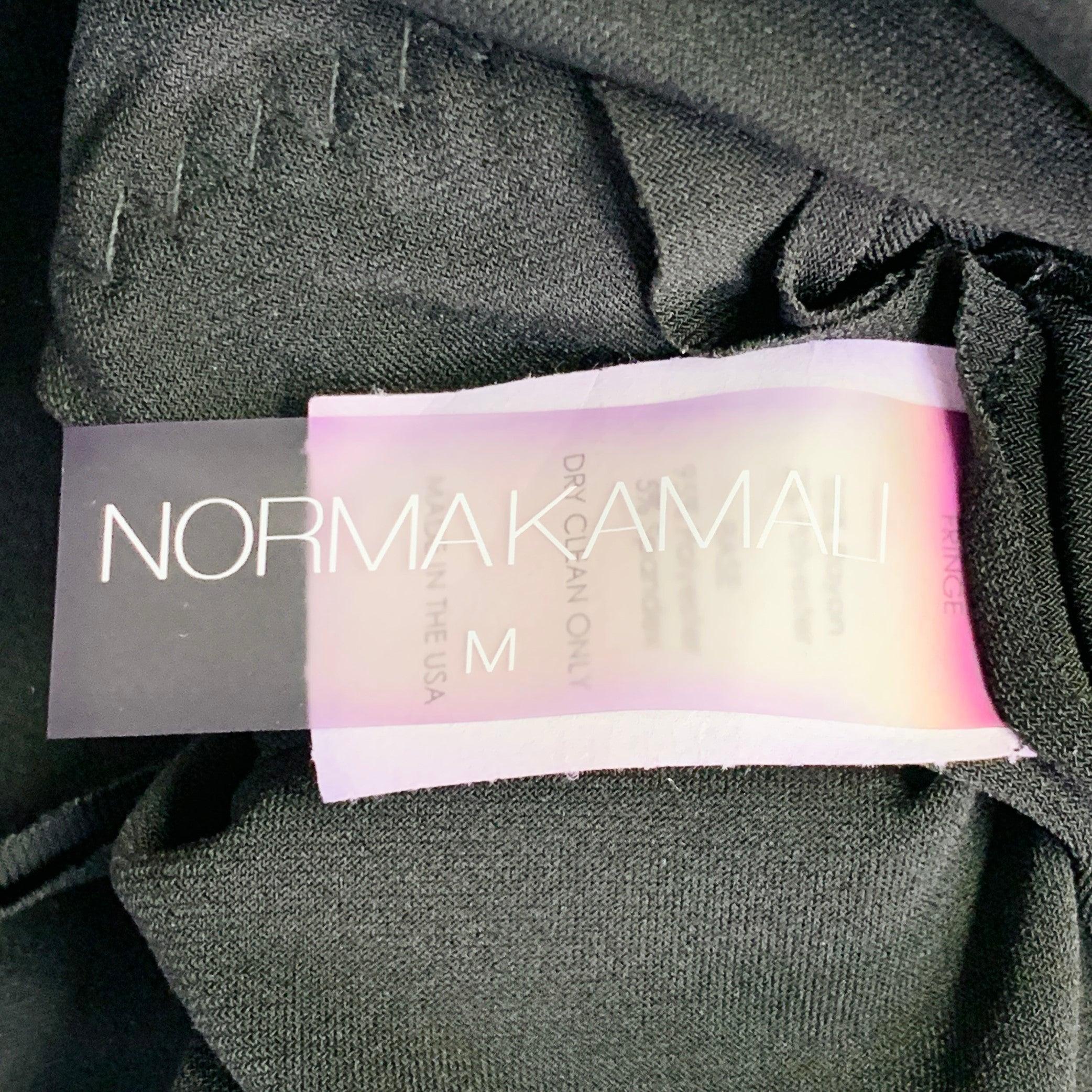 Donna NORMA KAMALI Taglia M Vestito a frange senza maniche in misto rayon nero in vendita