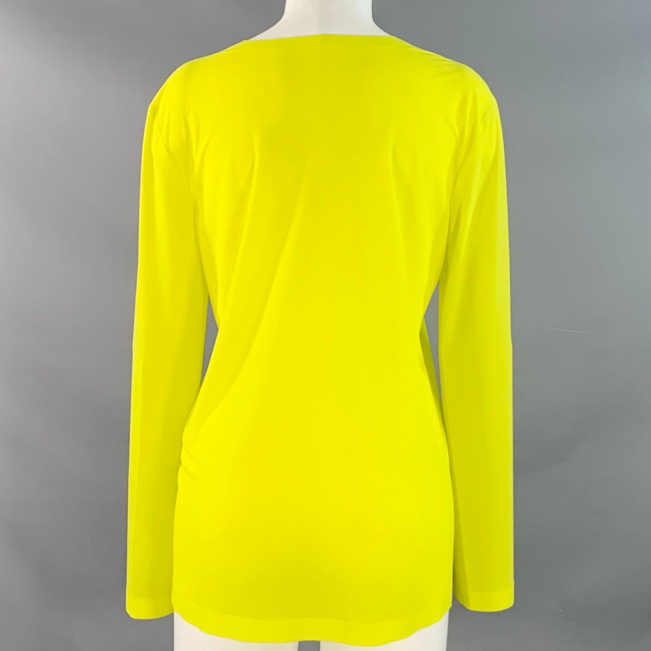 Giallo NORMA KAMALI Taglia S Top casual a girocollo in poliestere giallo neon in vendita