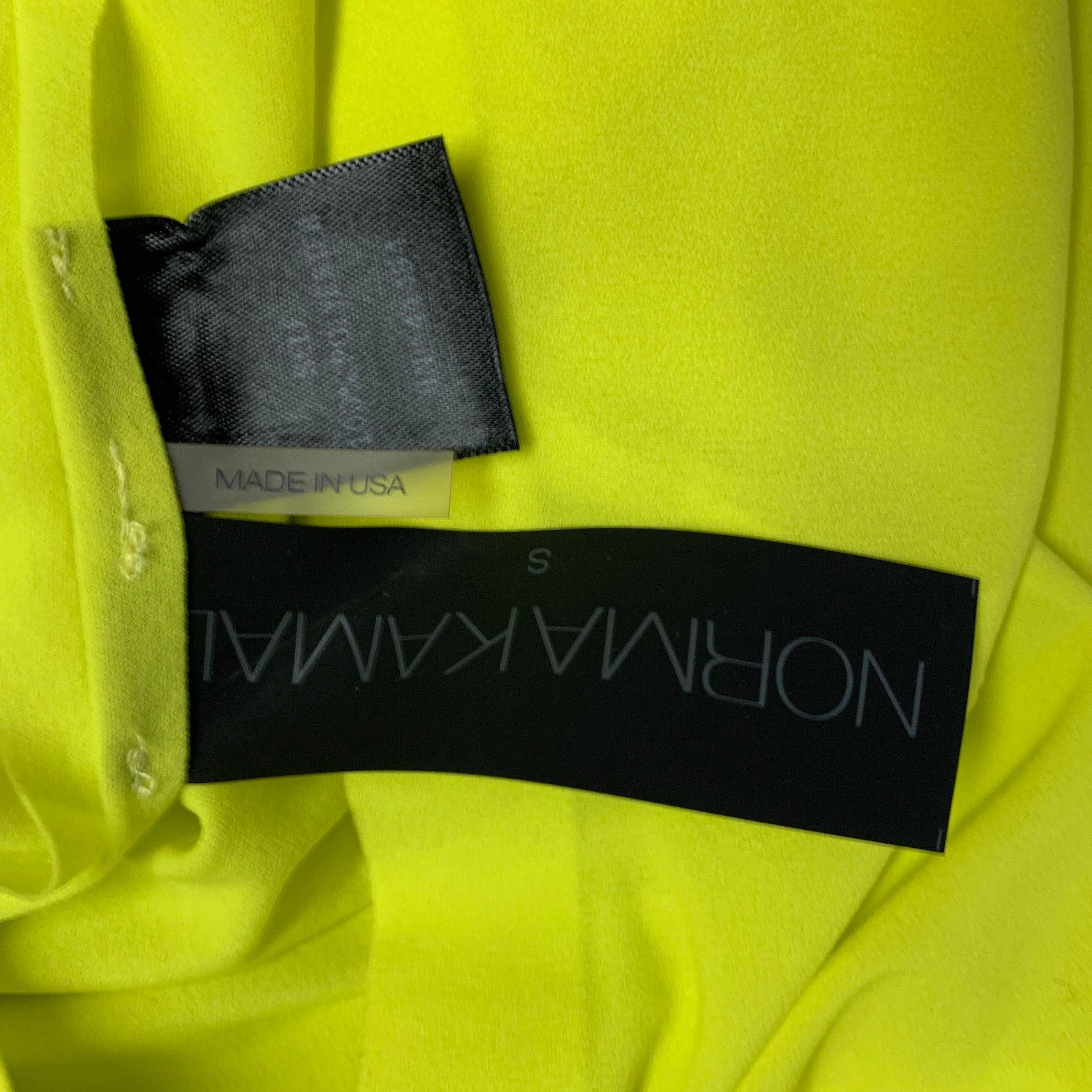 NORMA KAMALI Taglia S Top casual a girocollo in poliestere giallo neon in vendita 3