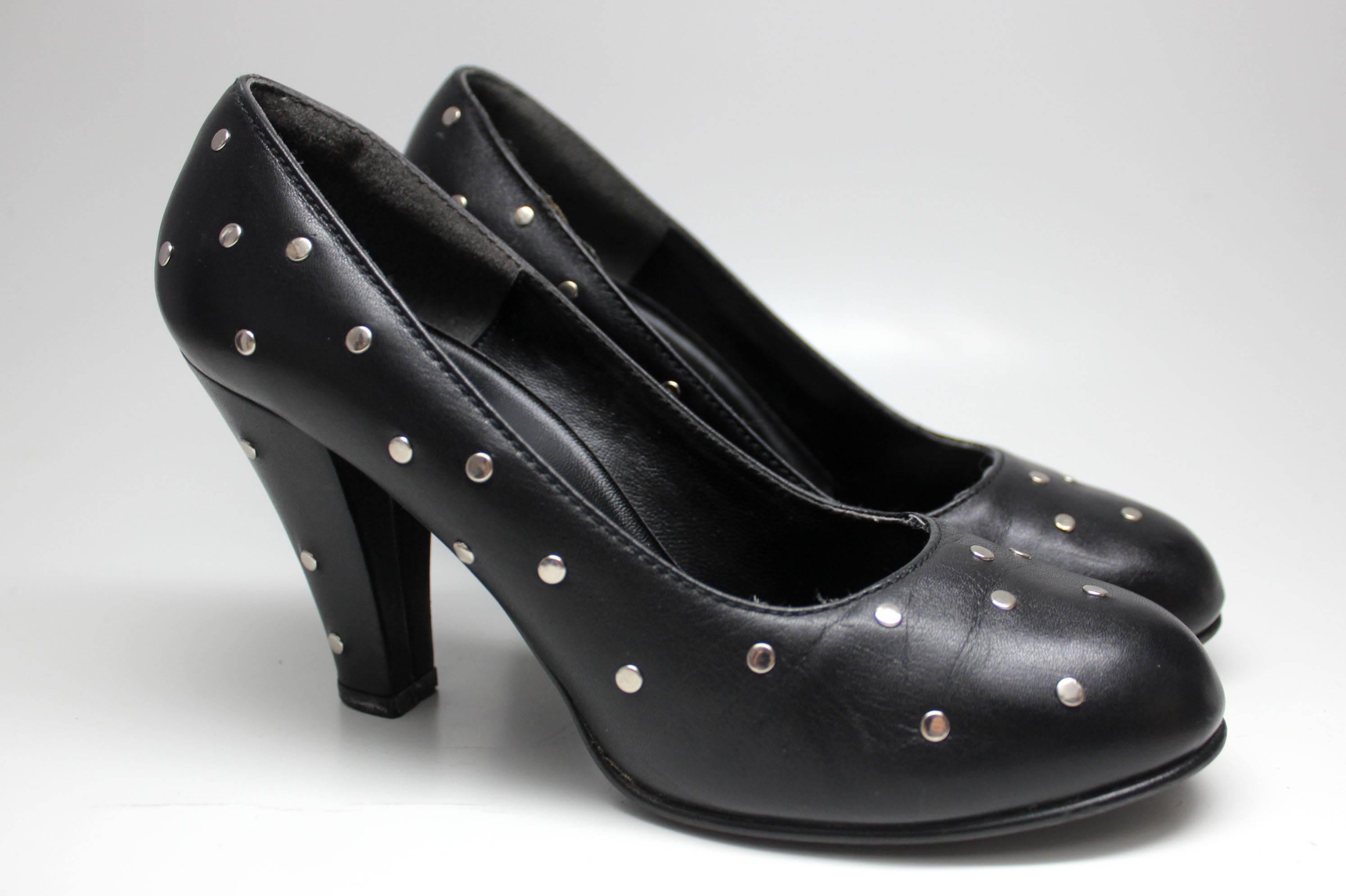 Black Norma Kamali Studded Leather Heels For Sale