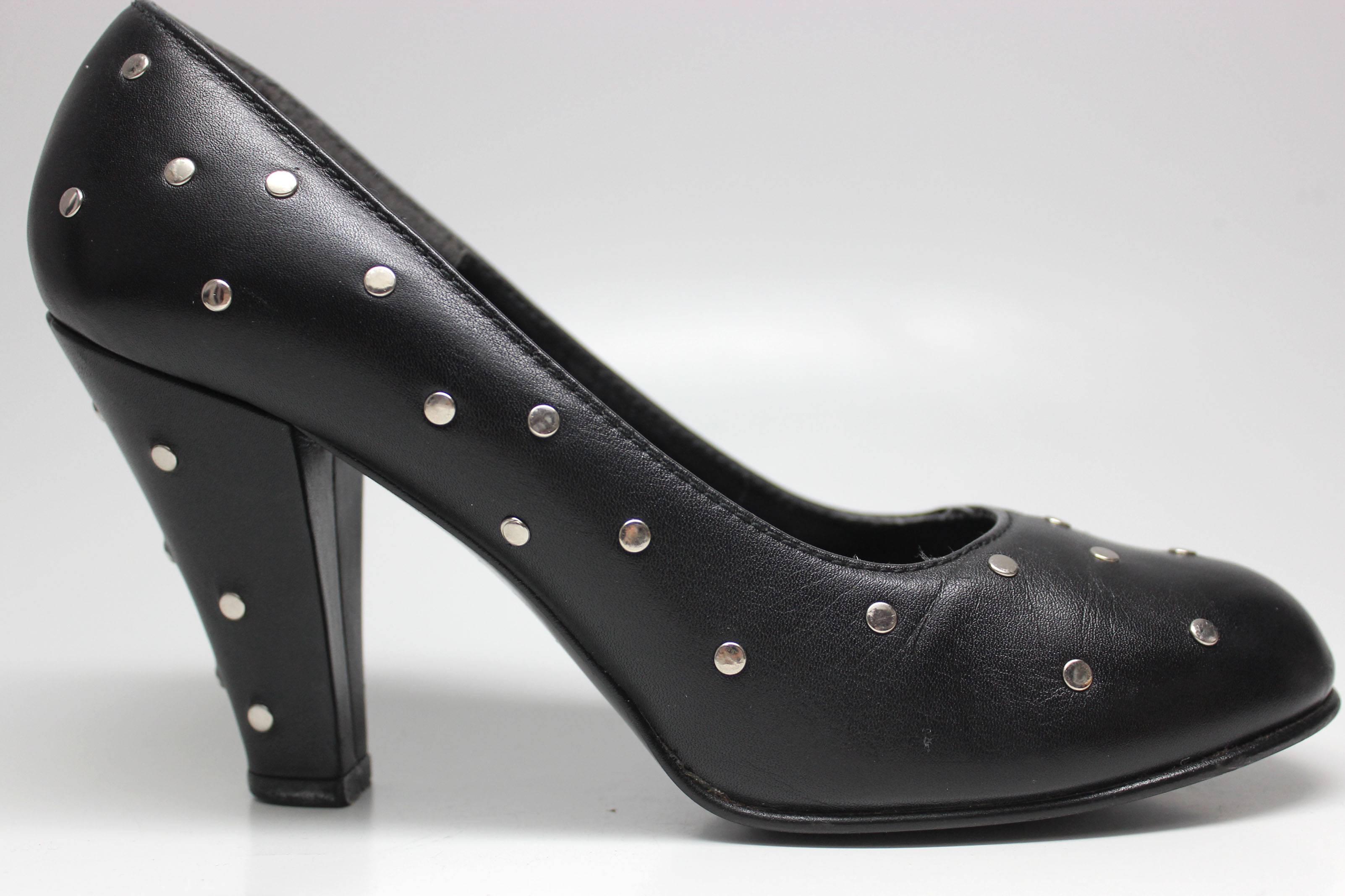 Norma Kamali Studded Leather Heels For Sale 1