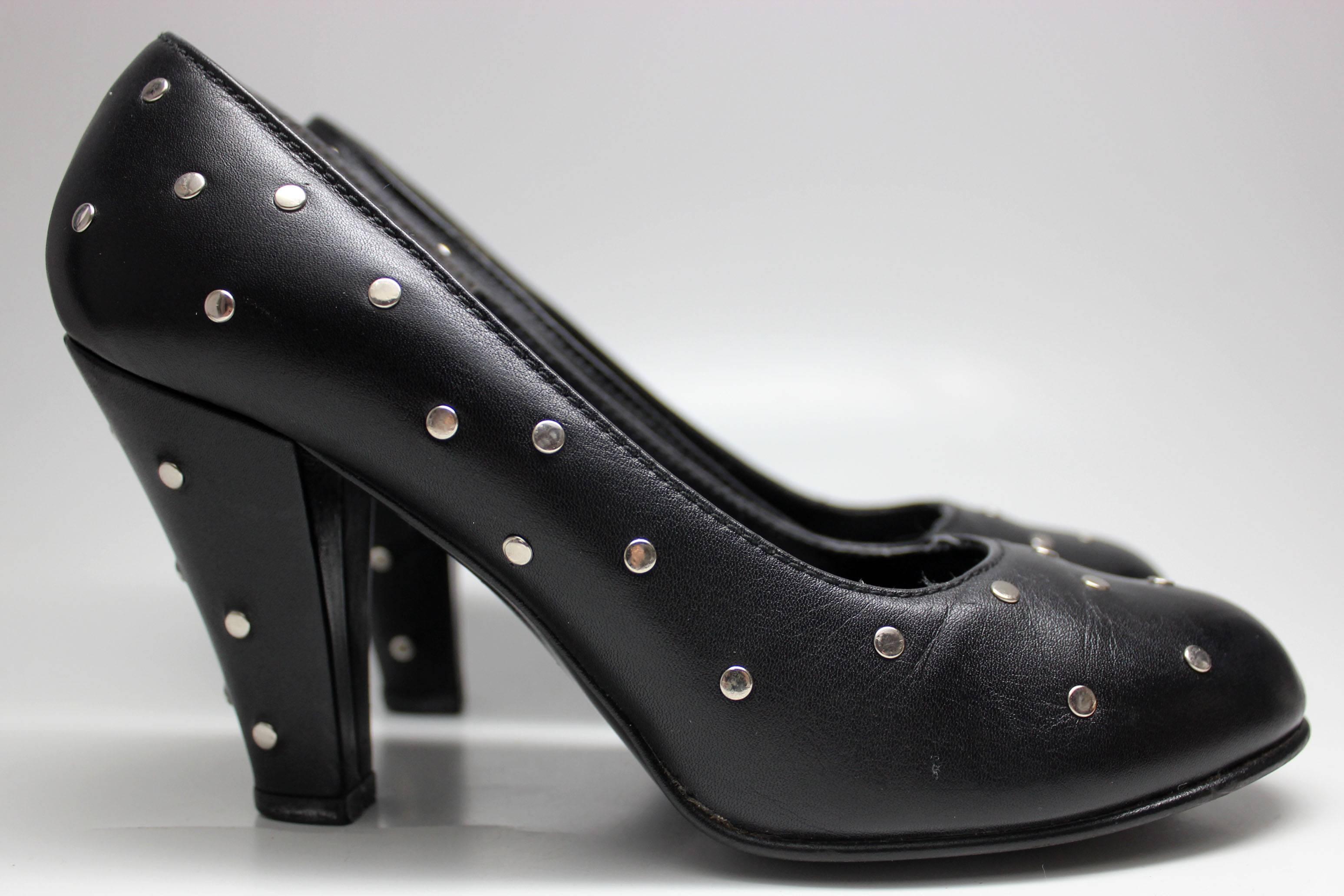 Norma Kamali Studded Leather Heels For Sale 2