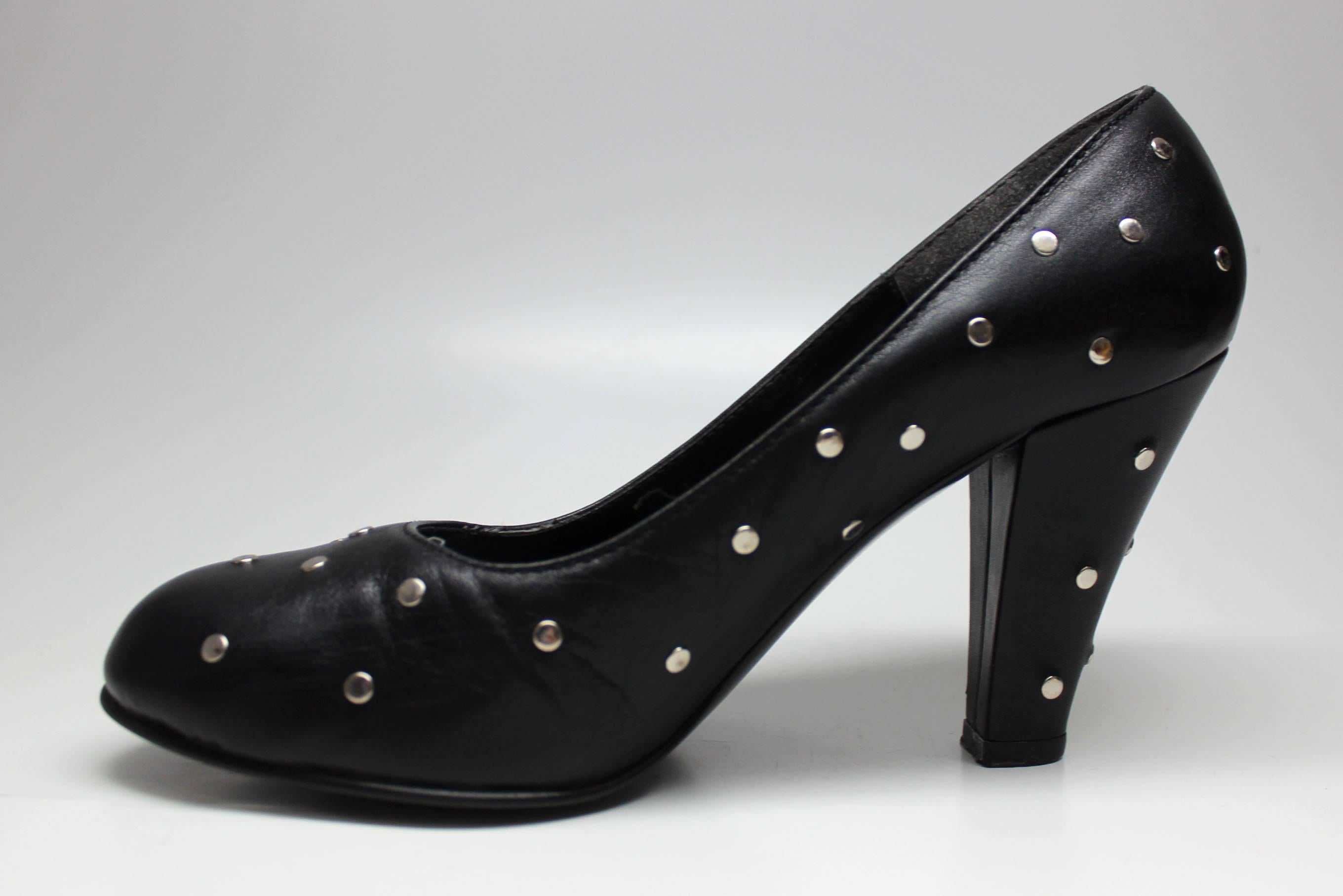 Norma Kamali Studded Leather Heels For Sale 3