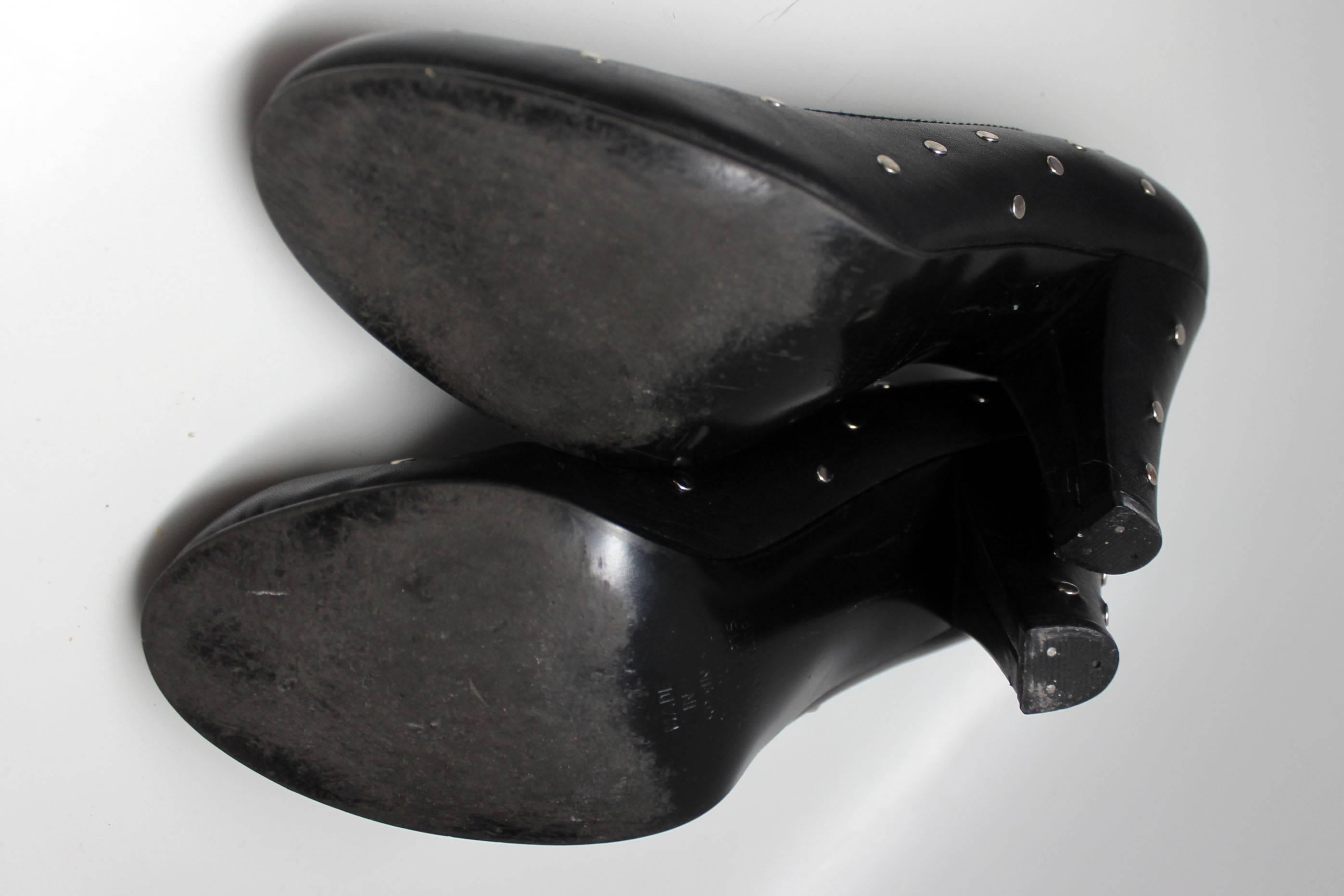 Norma Kamali Studded Leather Heels For Sale 4