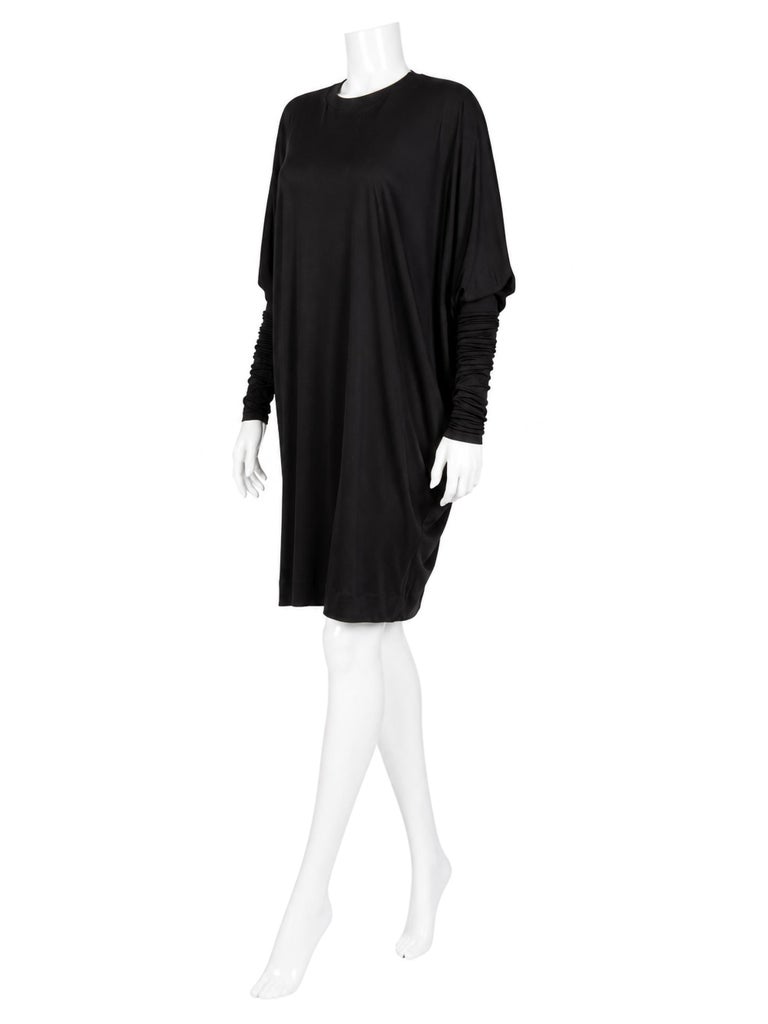 Norma Kamali Vintage 1980s Black Crepe Dolman Batwing Sleeve Dress M For Sale at 1stDibs Norma Kamali Vintage 1980s Black Crepe Dolman Batwing Sleeve Dress M For Sale at 1stDibs