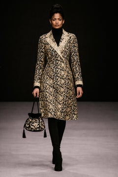 Norma Kamali Vintage Black Velvet Bird Embroidered Drawstring Bag Clutch