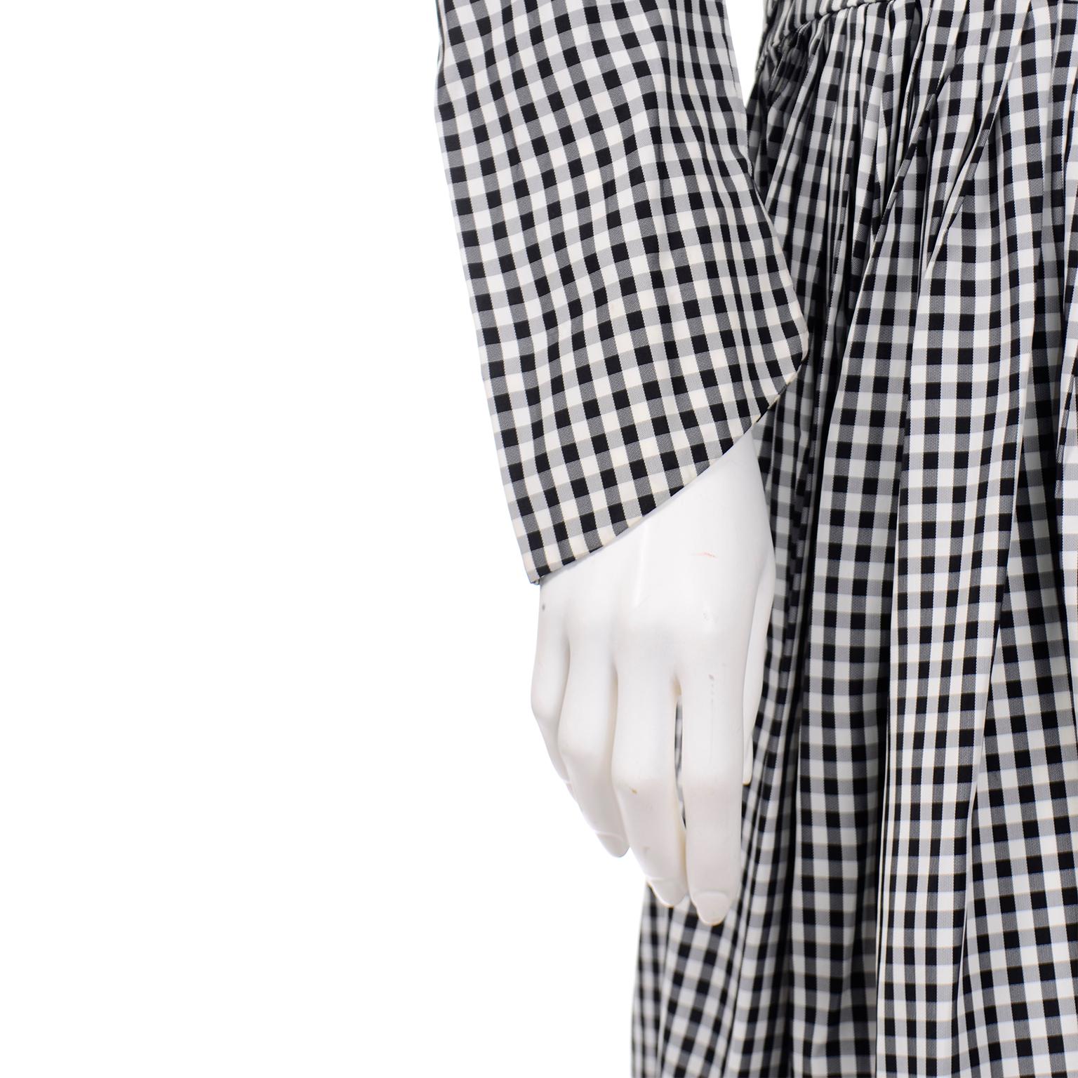 Norma Kamali Vintage Black & White Check Royalcore Victorian Inspired 2pc Dress 6