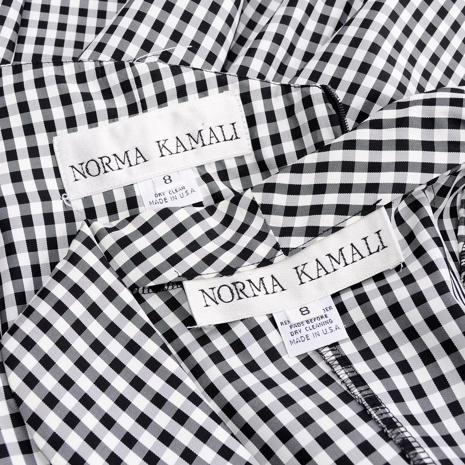Norma Kamali Vintage Black & White Check Royalcore Victorian Inspired 2pc Dress 7