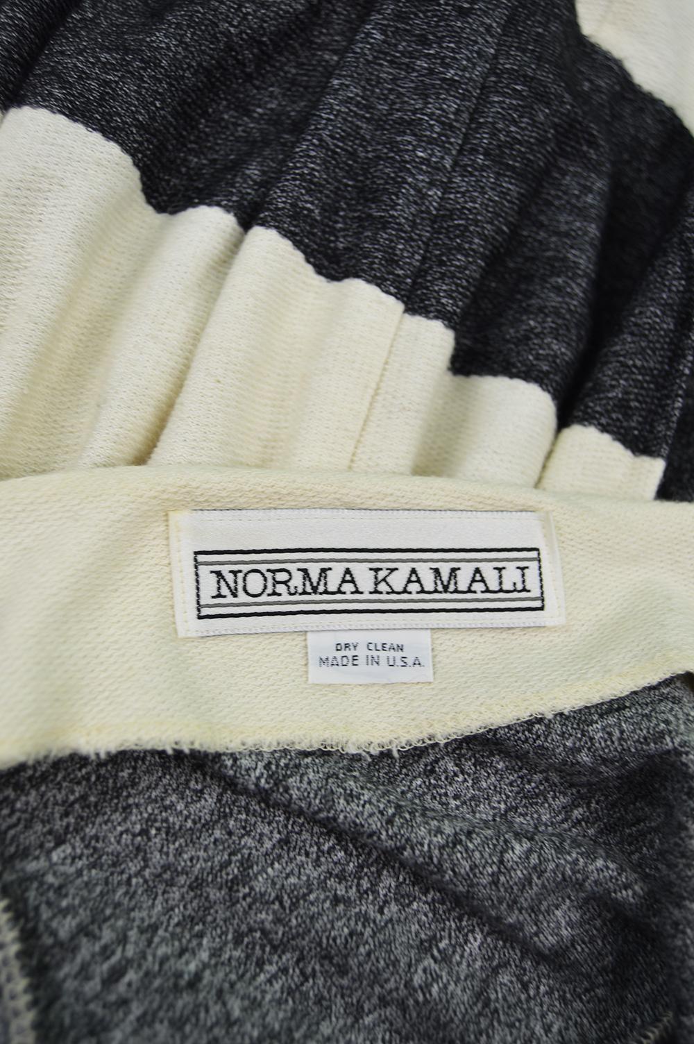 Norma Kamali Vintage Grey & Cream Cotton Jersey Avant Garde Peplum Skirt, 1980s 3