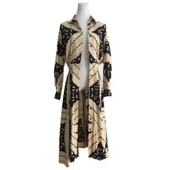 Norma Kamali Vintage Light Beige Black Paper-cutting Printed Dress