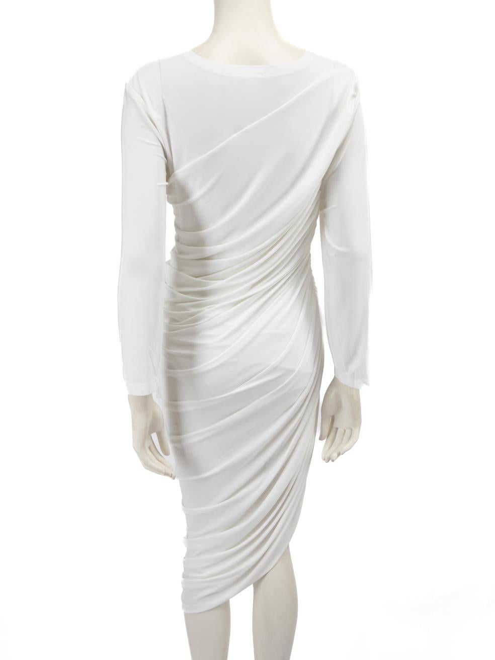 Norma Kamali Vestido Midi Blanco Asimétrico Acanalado Talla XL Gris