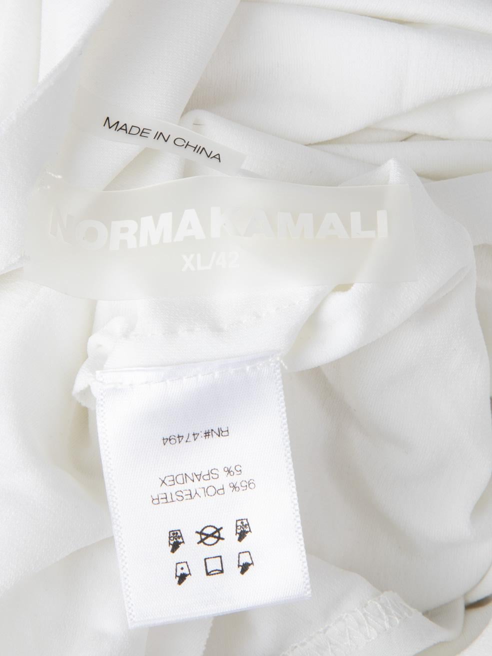 De las mujeres Norma Kamali Vestido Midi Blanco Asimétrico Acanalado Talla XL