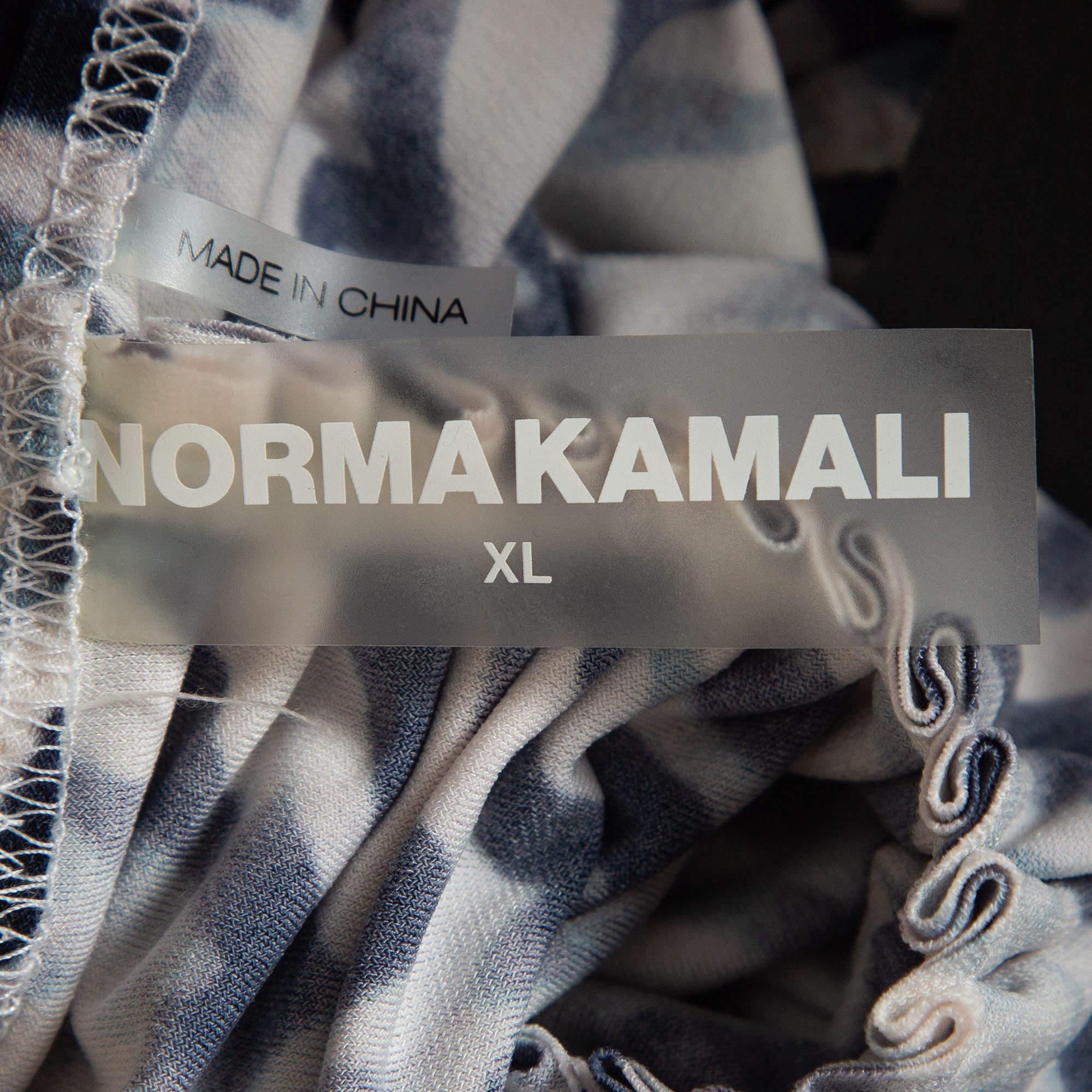 Norma Kamali Bianco/Blu Stampa Zebra Jersey Halter Slinky Marissa Costume da bagno XL In condizioni ottime in vendita a Dubai, Al Qouz 2