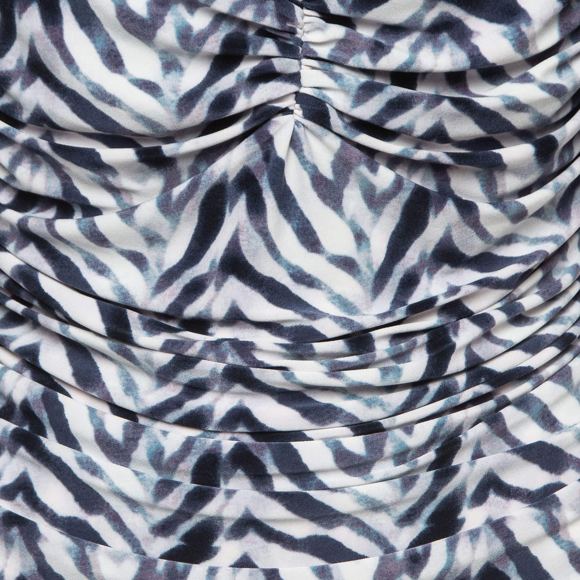 Gris Norma Kamali, maillot de bain Bill Mio blanc imprimé zébré à chevrons XL en vente