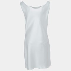 Norma Kamali White Satin Cowl Neck Mini Dress L