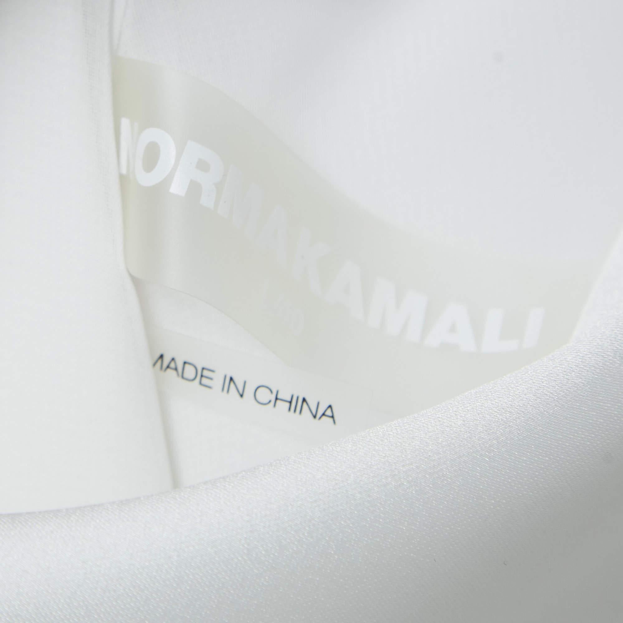 Norma Kamali White Satin Cowl Neck Mini Dress L In New Condition For Sale In Dubai, Al Qouz 2