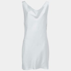 Mini robe Norma Kamali à col bénitier en satin blanc L