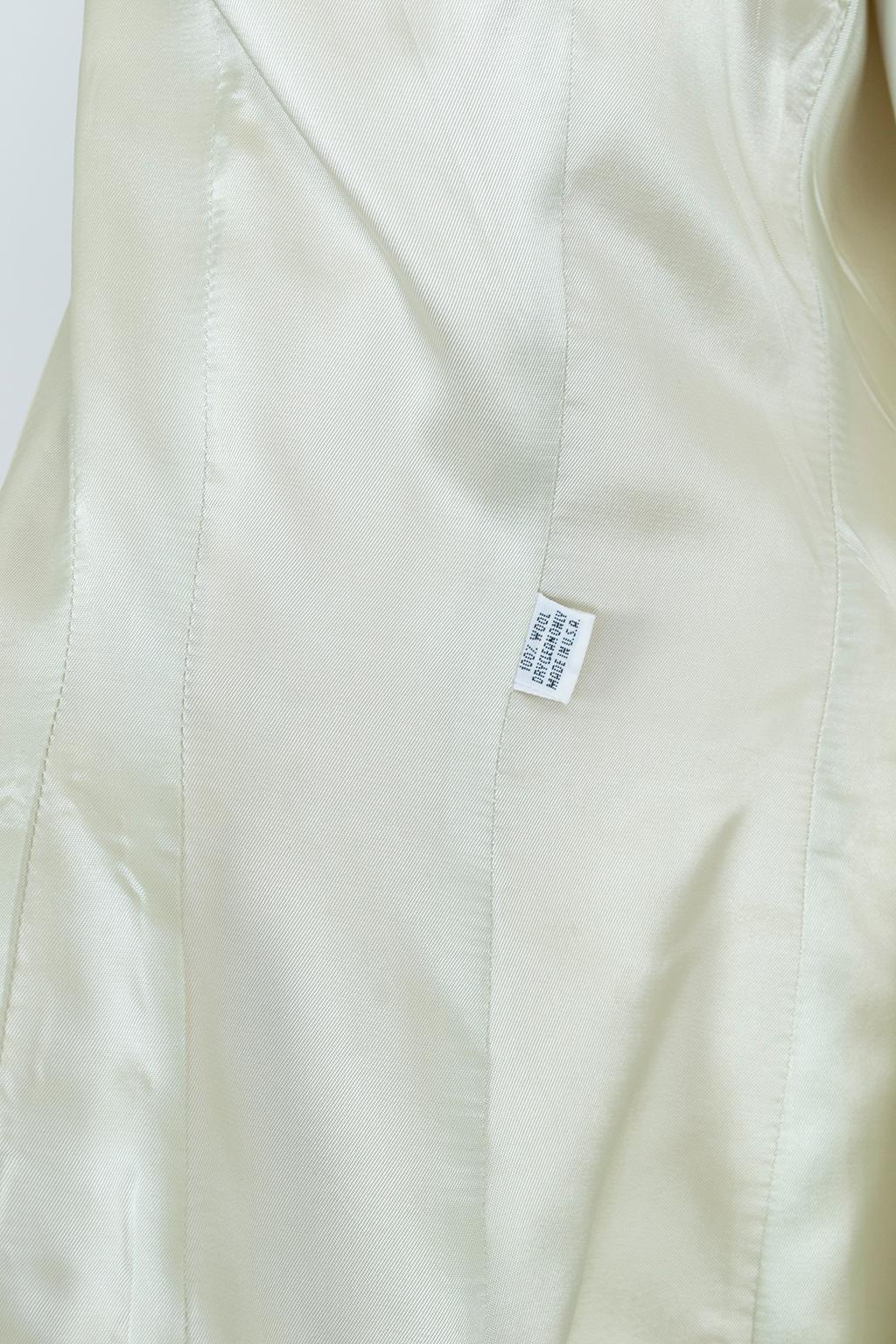 Norma Kamali Ivory Wool Dioresque Sculpted Bar Jacket Peplum Blazer - XS, 1980s 6