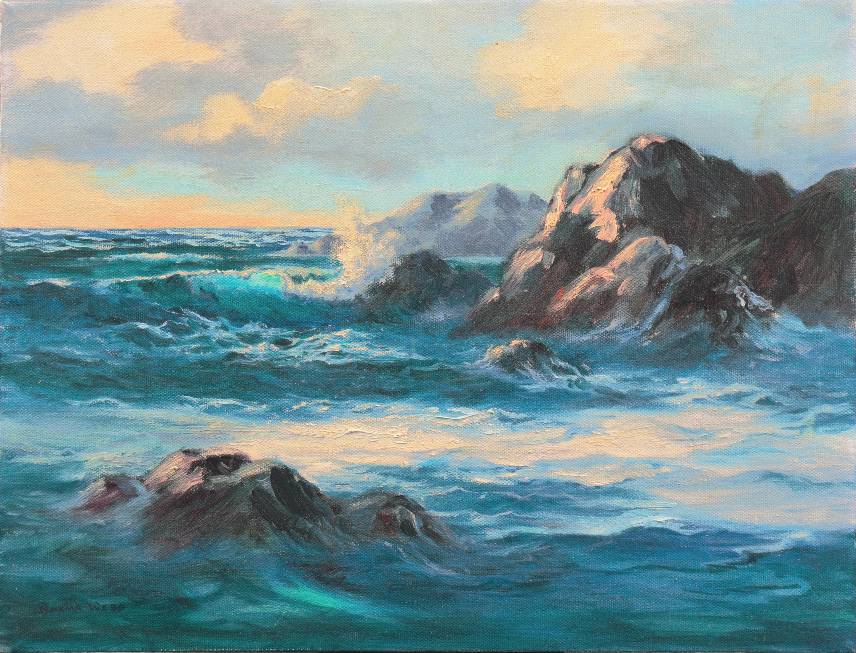 Norma Webb Landscape Painting - 'Pacific Sunset', Society of Western Artists, California Woman Artist, Seascape