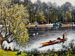 Una Tarde Relajante Pescando y Remando en el Támesis Frente a la Isla de Tagg