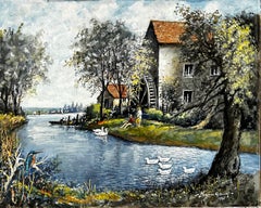 A Peaceful Afternoon With Swans By An Old Cottage Mill