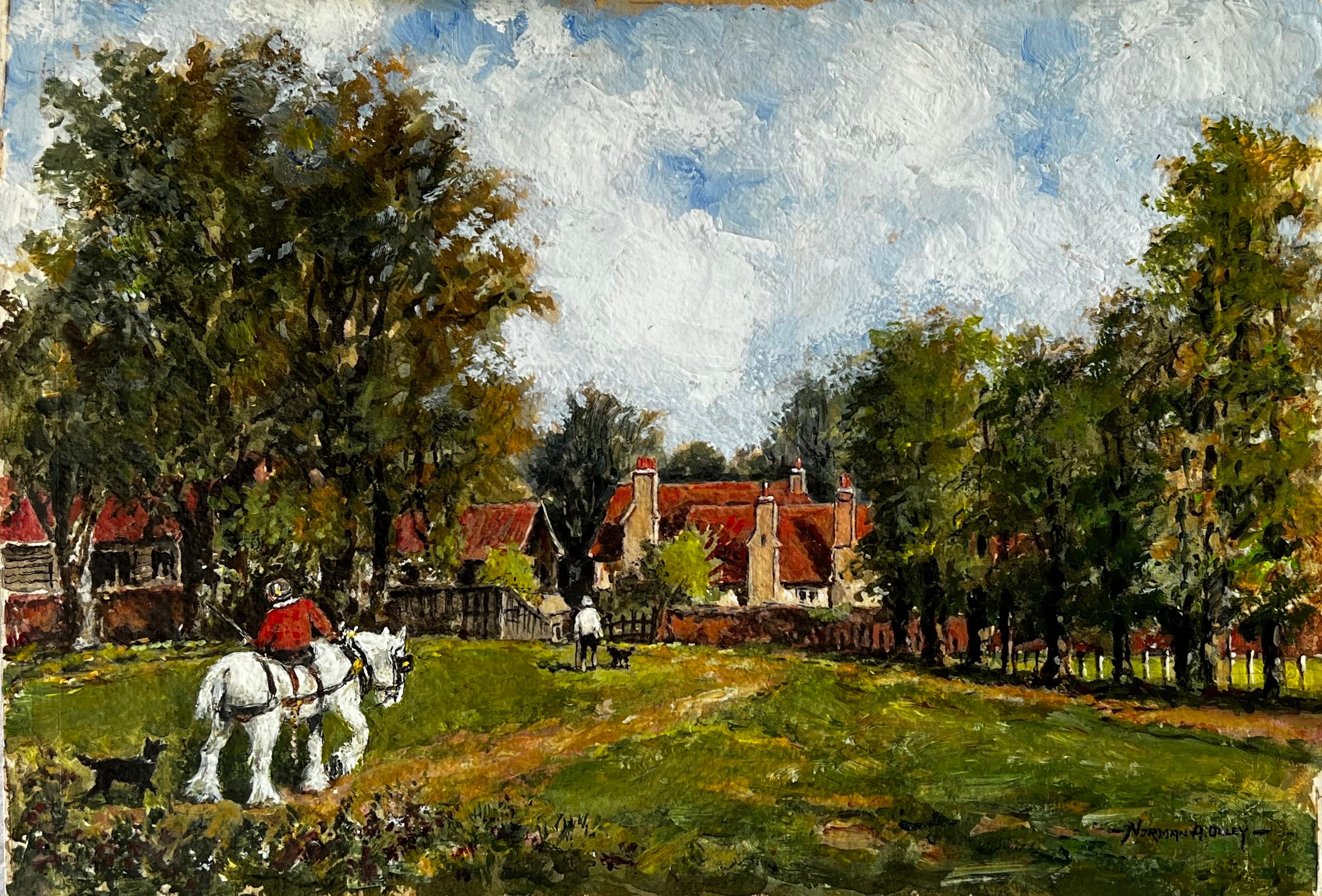 Norman A Olley Landscape Painting - An Warm October Day At The British Manor Farm