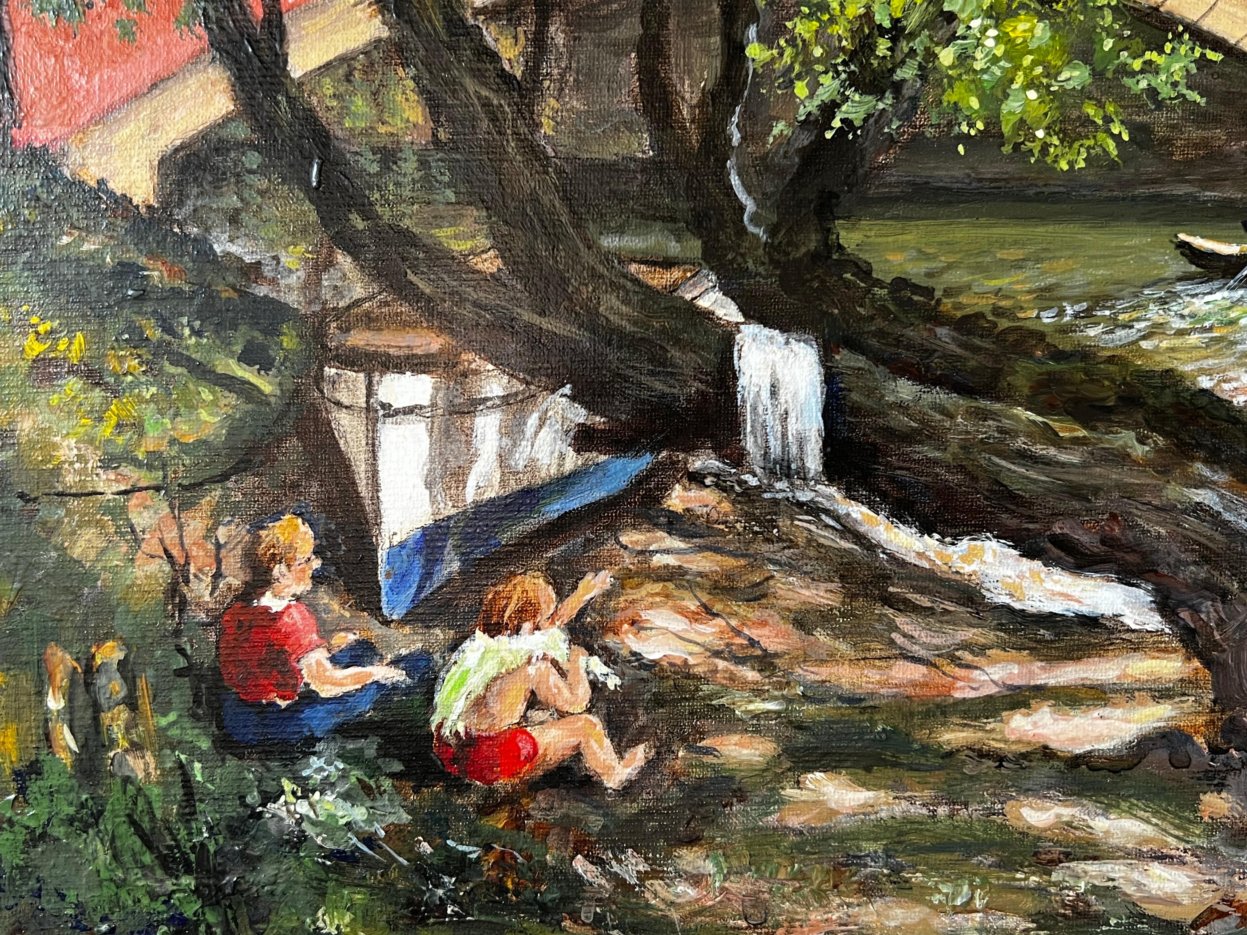 Artista/Scuola: Norman A.Olley (Britannico, 20° secolo) e iscrizione verso

Titolo - Una giornata di relax in riva al fiume

Medium: gouache/acquerello/inchiostro/matita su tavola sottile, non incorniciato 

Pittura: 12 x 16 pollici

Provenienza: