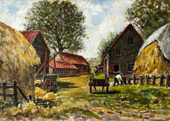 Granja de granjeros trabajando en Surrey - Paisaje Británico