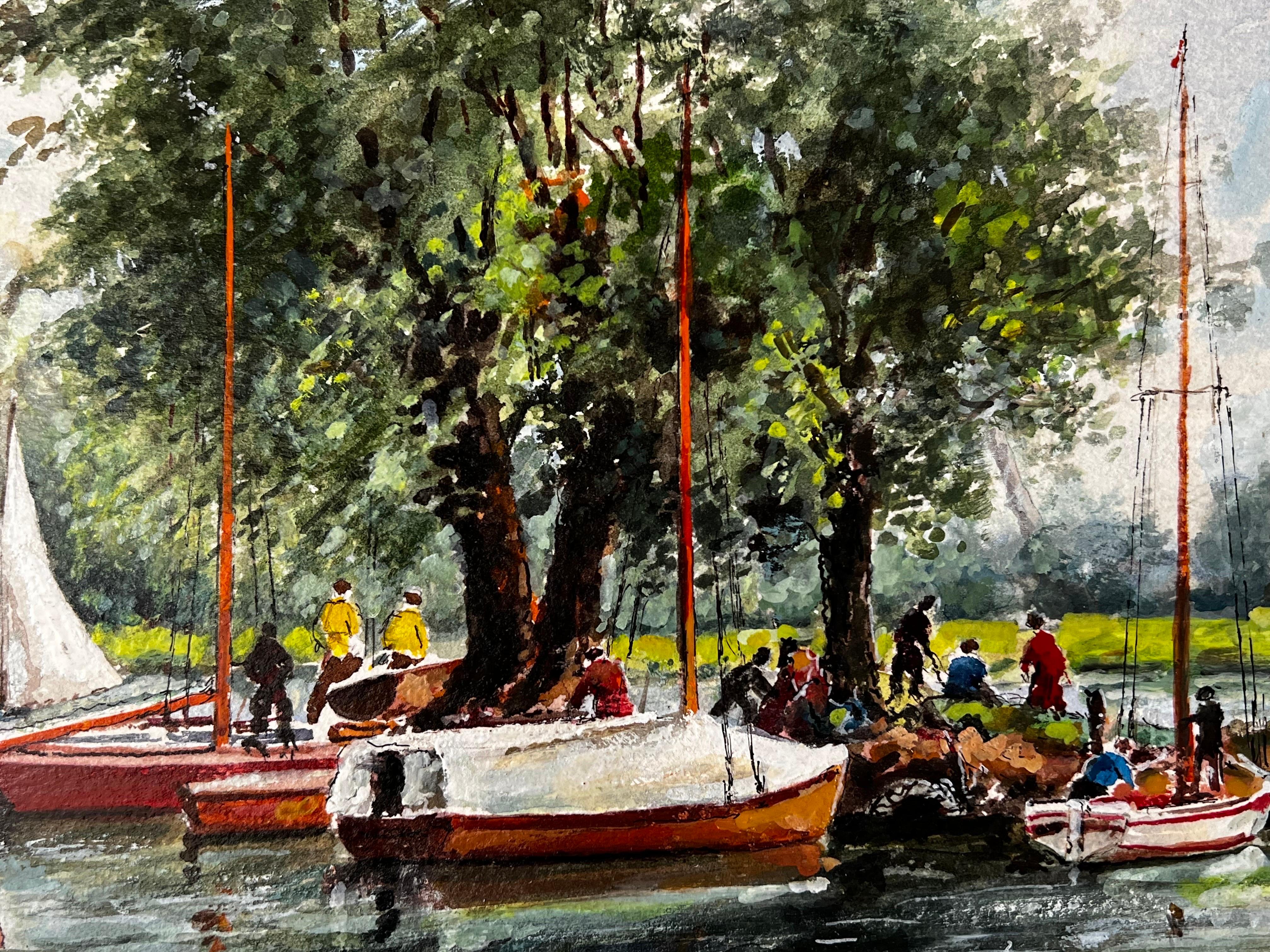 Artist/ School: Norman A.Olley dated 1994 and inscribed verso

Title: By The Thames At Hampton Middlesex 

Medium: gouache/watercolour/ pencil on artist paper, unframed 

Painting : 11 x 15 inches

Provenance: all the paintings we have by this