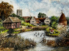 Der Jäger beim Füttern der Enten in einer friedlichen Landschaft in Kentish Town
