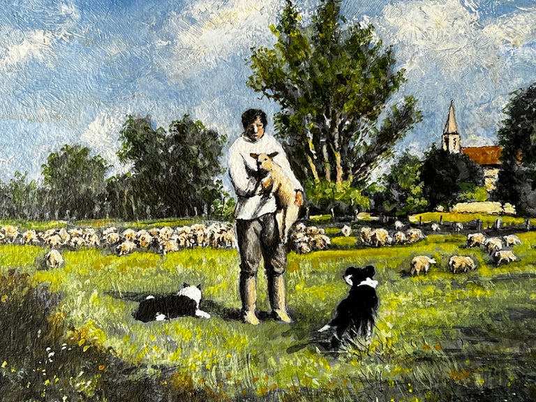Norman A Olley - The Shepherd And His Sheep Dog Tending Flock In The ...