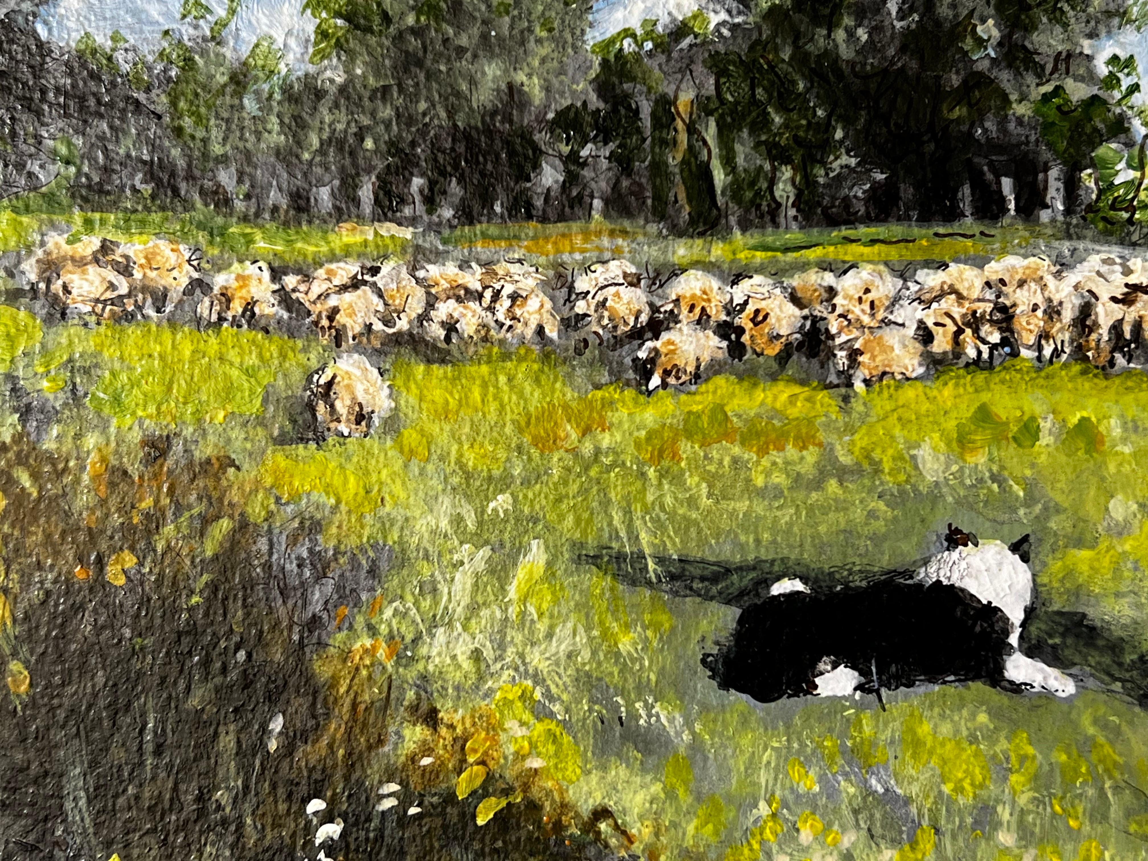 Artist/ School: Norman A.Olley (British, 20th Century) dated 1993 and inscribed verso

Title - The Shepherd and his flock

Medium: gouache/watercolour/ ink/ pencil on artist paper, unframed 

Painting : 10 x 14 inches

Provenance: all the paintings