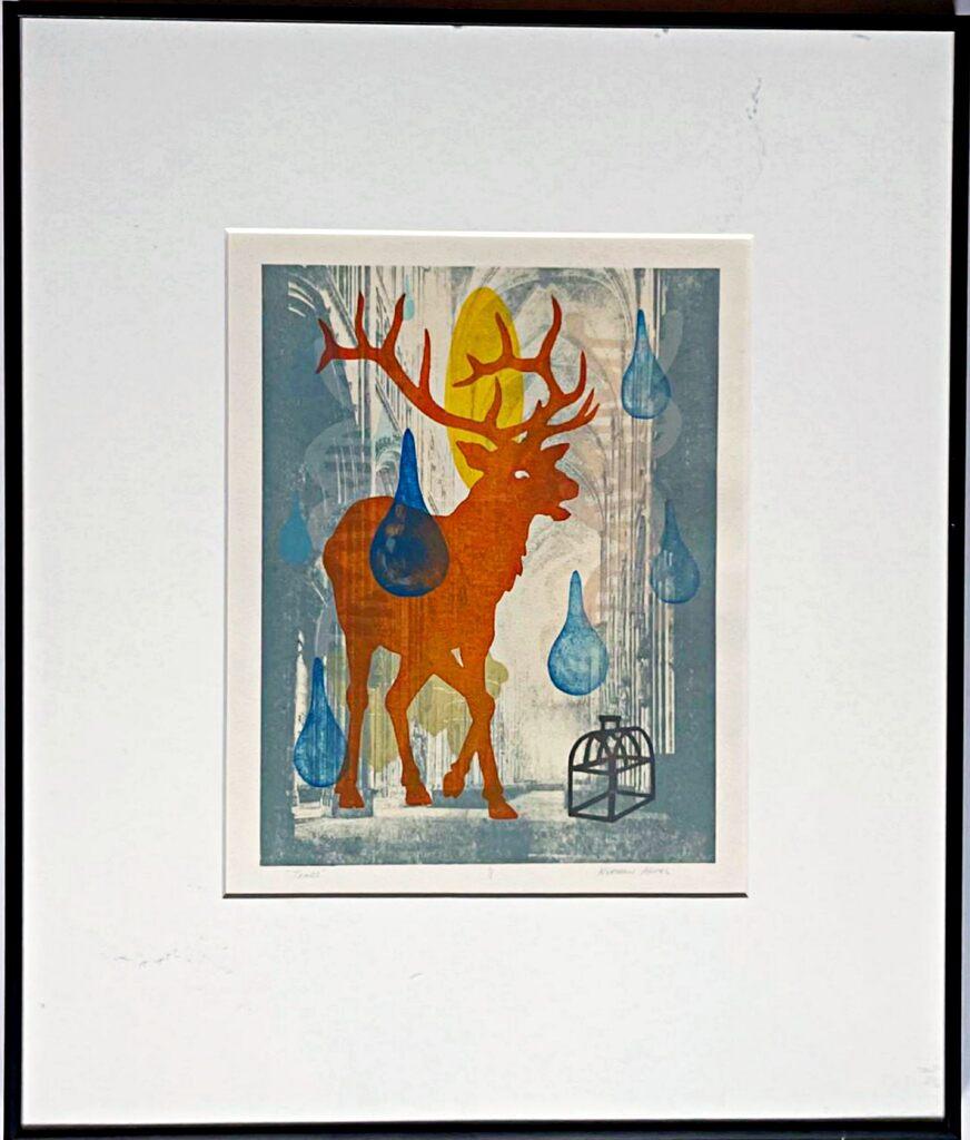 Tears unique signed monotype by renowned native American artist (Osage Indians) - Contemporary Print by Norman Akers