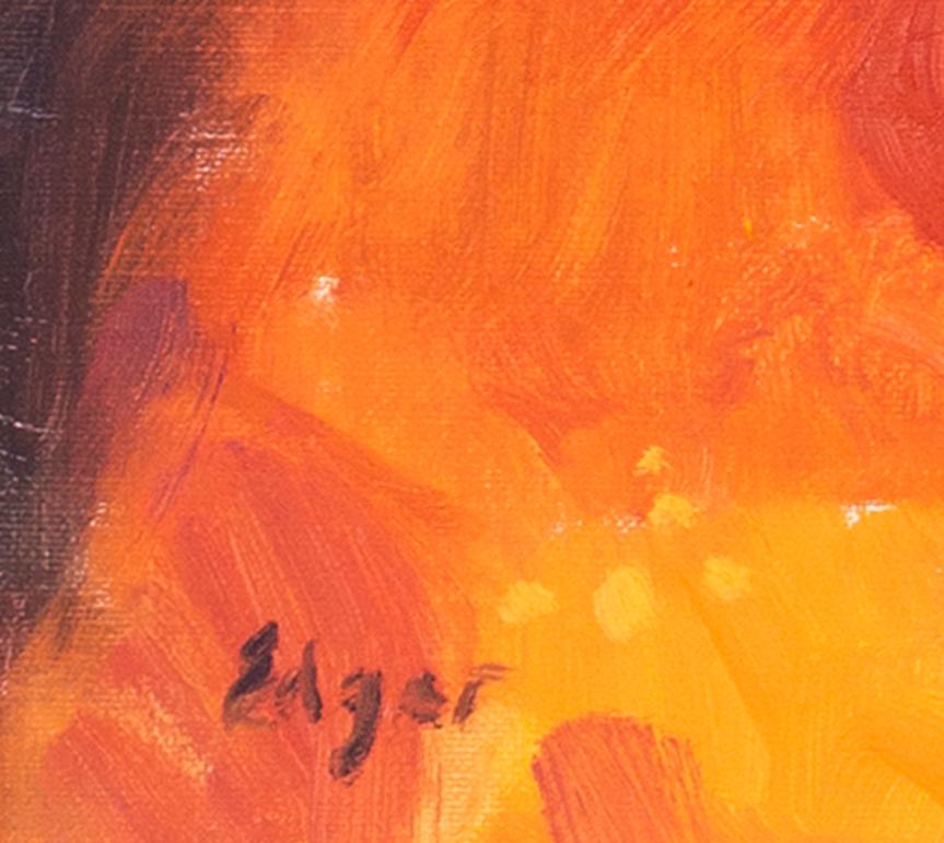 The Moderns MODERNITY Nature morte, orange, fleurs dans une cruche art déco par Norman Edgar - Moderne Painting par Norman B. Edgar