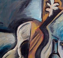 Kubistisches Stillleben einer Violine von Norman Baasch, datiert 66