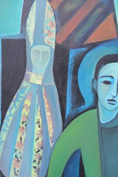 Large Untitled Picasso Style Cubist Figurative Abstract