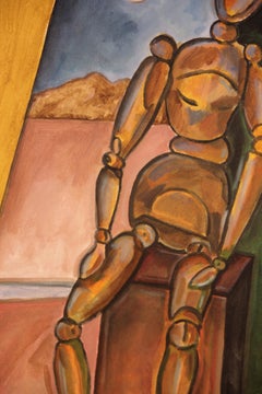 ""Mannequin Meditating" Großes surrealistisches abstraktes Gemälde