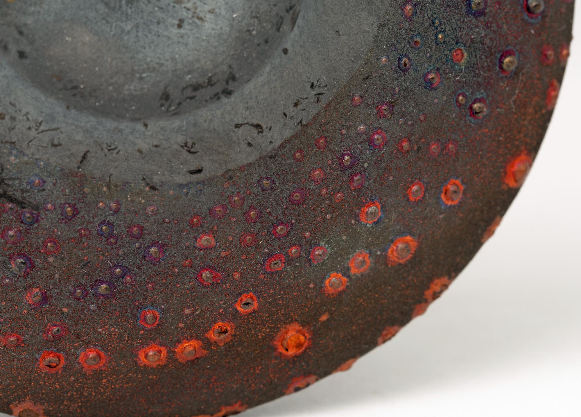 Norman Bacon Raku Glazed Squat Form Studio Pottery Vase 1
