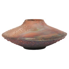 Norman Bacon Raku Glazed Squat Form Studio Pottery Vase