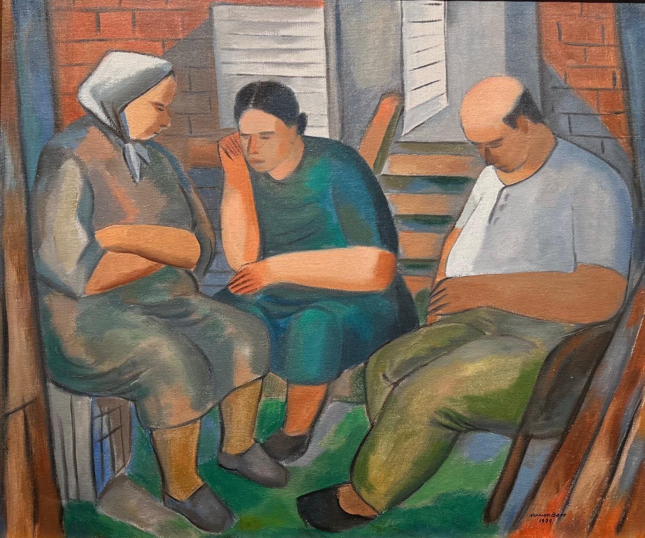 Norman Barr Figurative Painting – Nachbarn
